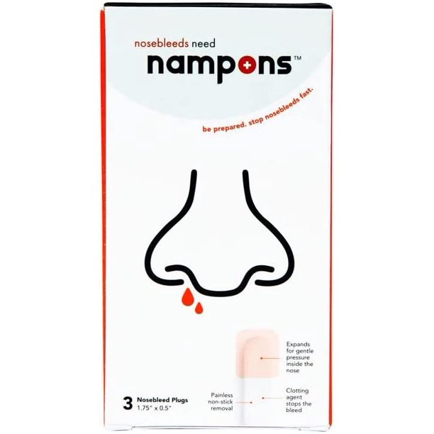 Nampons™ for Nosebleeds 3 Nasal Strips with Hypoallergenic Clotting