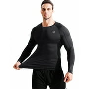 NELEUS Men Compression Shirts Workout Running Shirts Dry Fit Long Sleeve 3 Pack,Black,US Size M