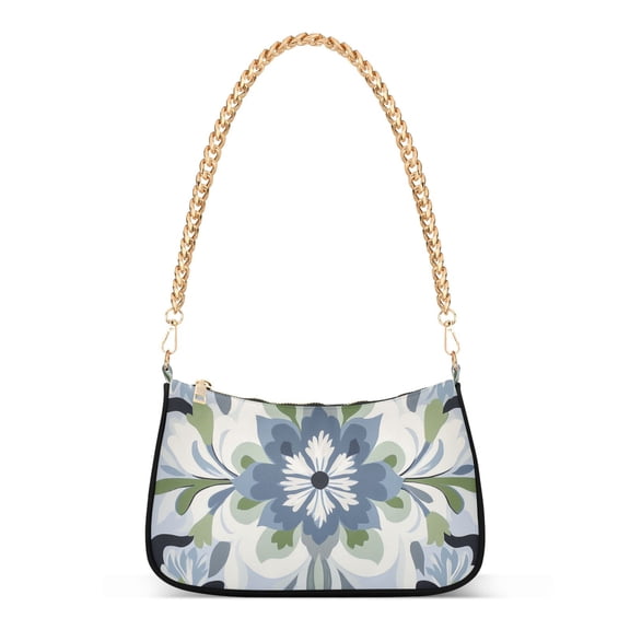 FORMRS Womens Shoulder Bag with Chain Strap Clutch Purse Cute Tote Handbag, Green Floral