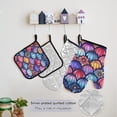 thumbnail image 5 of Fish-scale-shape Flowers Apron Set with Oven Mitts Pot Holders Set of 5 Kitchen Stuff Accessories, 5 of 6
