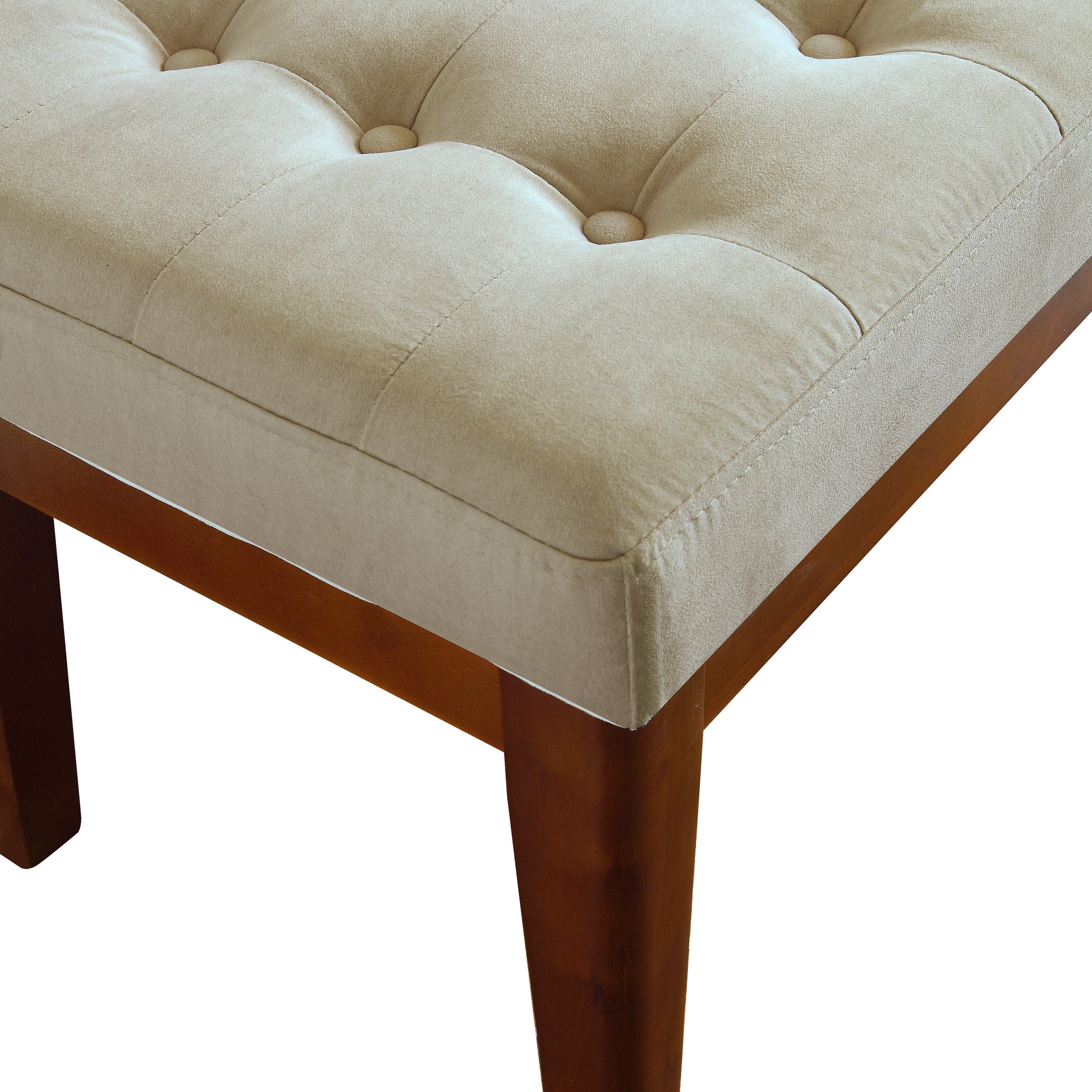 Elle Decor Claire Mid Century Modern Bench with Tufted Cushion, Truffle Grey