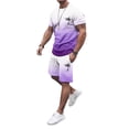 thumbnail image 4 of SHIXIAOO Men's 2025 Summer Tracksuit Plus Size Short Sleeve O Neck Athletic Suit Casual Color Block Drawstring Waist Tracksuit Set Men's Suits Slim Fit Modern Chef Suit for Men, 4 of 6
