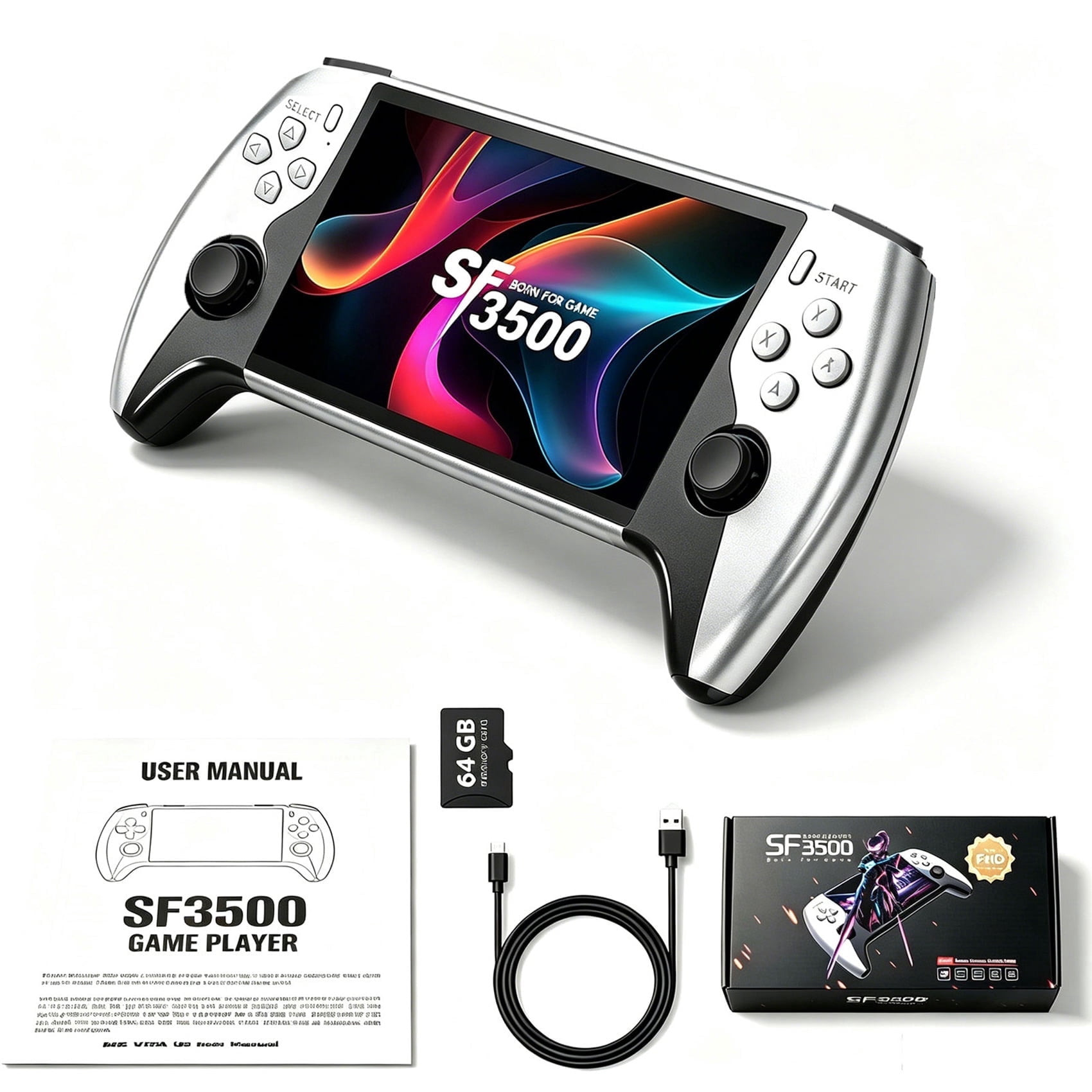 SF3500 5-Inch HD Handheld Game Console, 21000+ Games , TV Connection, Great Gift for Adults, 64GB