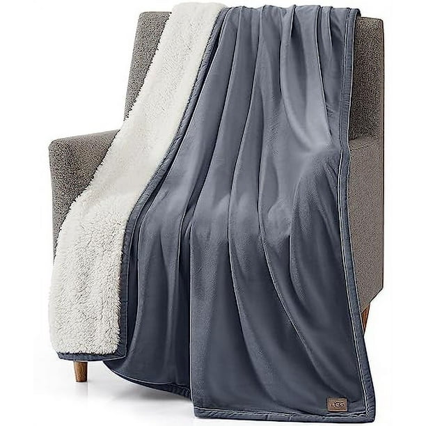 UGG 23854 Bliss Sherpa Fully Reversible Throw Blanket for Couch or Bed  Machine Washable Easy Care Soft Plush Luxury Oversized Accent Blankets, 178  x