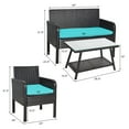 thumbnail image 4 of Costway 4 PCS Outdoor Rattan Furniture Set Patio Wicker Sofa w/Tempered Glass Table Cushioned Chair, 4 of 8