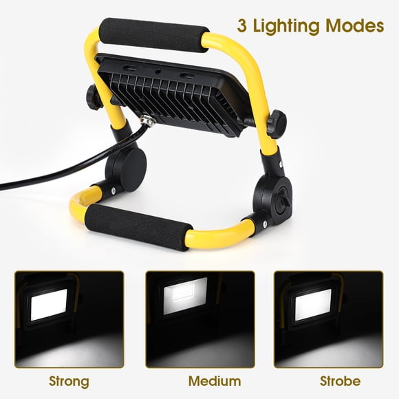 3-Gear 48W/24W Portable LED Work Light with 3000LM-1500LM Brightness, IP66 Waterproof Die Cast Aluminum Housing, 5M Power Cord, Non-Slip Handle & Stand for Industrial/Workshop/Job Site/Garage Use