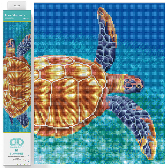 Diamond Dotz Graceful Swimmer Turtle Diamond Painting Kits for Adults - Diamond Art Kits a Relaxing Creative Craft Kit with Dotz Gems 14.6"x20.5"