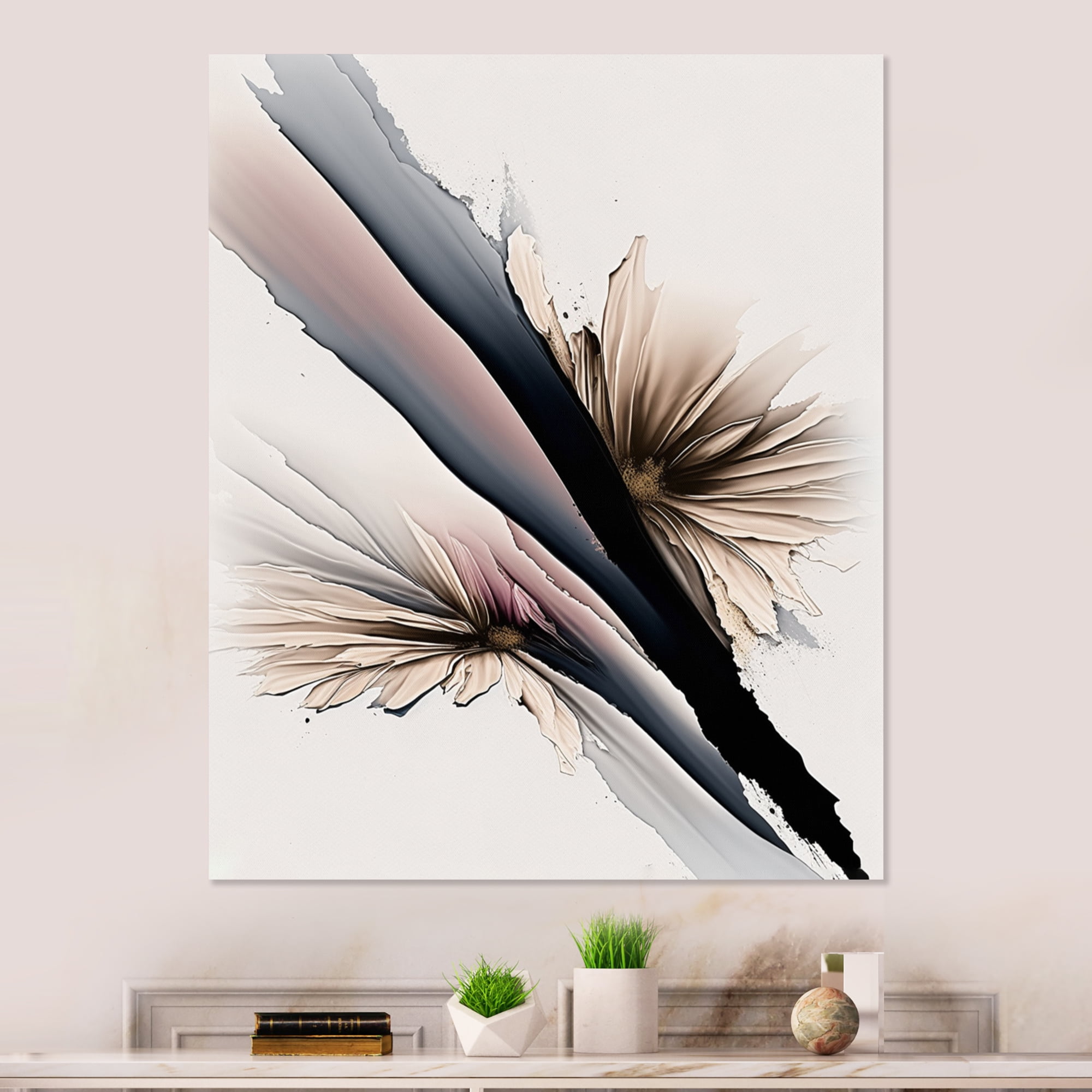 Designart Beige Gerbera Hyperrealistic Flowers III Canvas Wall Art