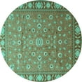 thumbnail image 1 of Ahgly Company Machine Washable Indoor Round Persian Turquoise Blue Traditional Area Rugs, 3' Round, 1 of 4