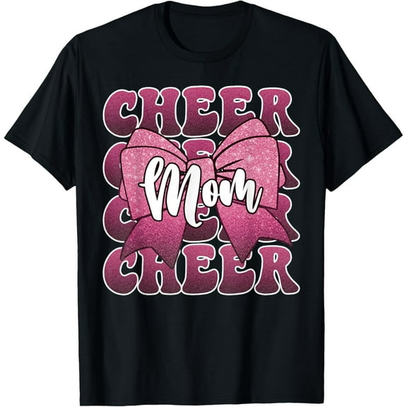 Cheer Mom Mama Bow Cheerleader Cheerleading for Women Pink T-Shirt tee