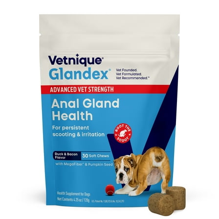 Vetnique Labs Glandex Advanced Vet Strength Soft Chews, for All Dogs, Duck & Bacon Flavored, 30 Count