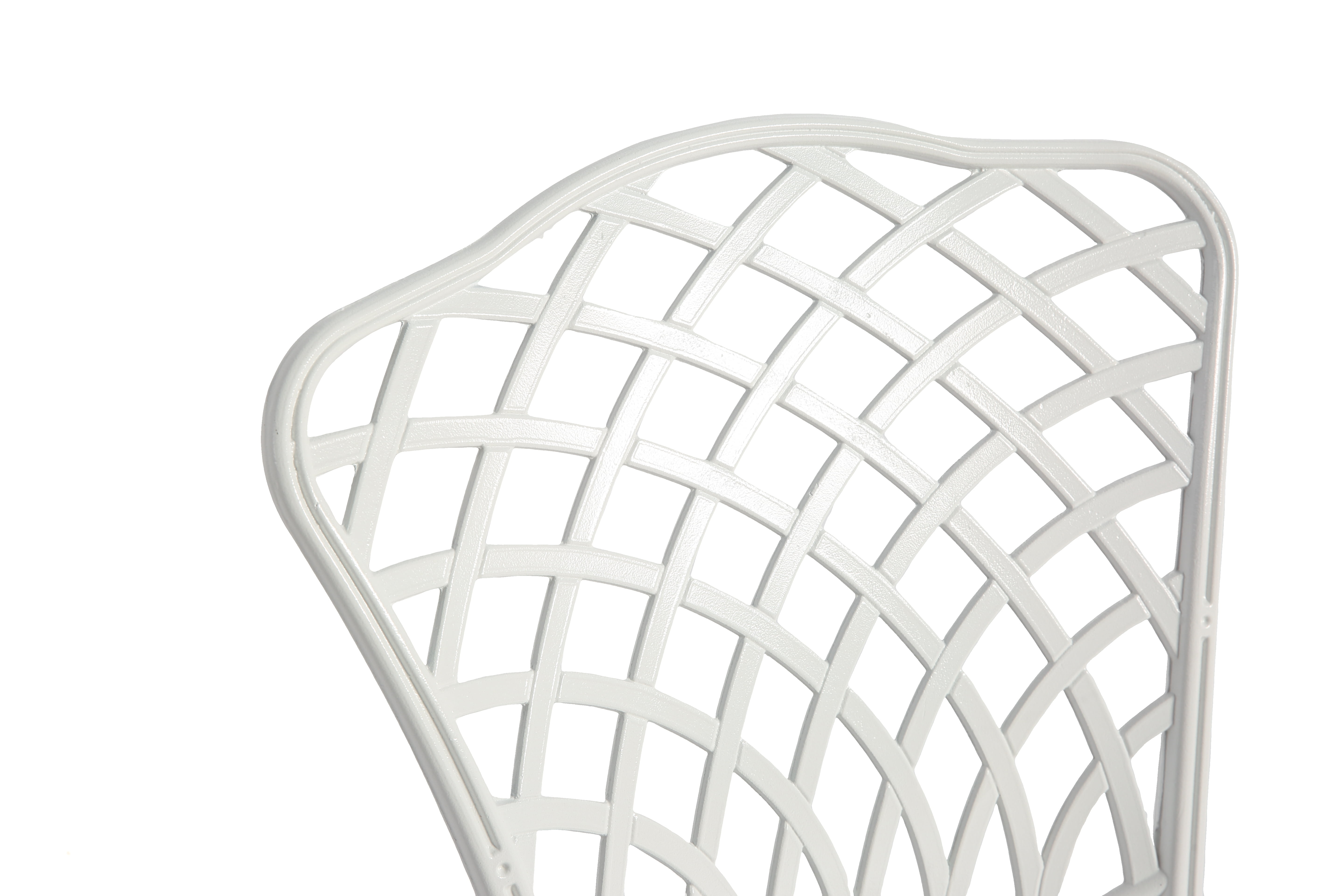 Cast Aluminum Bistro Set of 3 with Cushions, 2 Chairs and 1 Round Table for Patio and Balcony, White