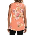 thumbnail image 3 of DYMADE Women Plus Size Floral Printed Sleeveless Pleated Casual Loose Tank Top T-Shirt, 3 of 3