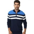 thumbnail image 3 of Yuyangdpb Men's Sweaters 1/4 Zip Up Lightweight Casual Striped Pullover Polo Sweaters Darkblue S, 3 of 9