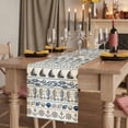 thumbnail image 2 of Vintage Coastal Table Runner, Beach Nautical Seahorse Shell Anchor Washable Cotton Linen Table Runners 120 Inches Long, Dresser Scarf Runner for Dining/Living Room/Kitchen/Square Tables 13''x120'', 2 of 9