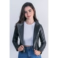 thumbnail image 3 of castelli Chamarra Mujer Estilo Biker Slim Fit Piel Borrego Negra Casual, 3 of 4