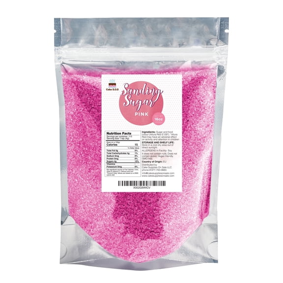 Cake S.O.S Pink Sanding Sugar Dessert Sprinkles, 16 oz