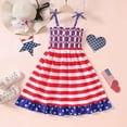 thumbnail image 2 of CAUYDY Baby Girls 4th of July Dress Toddler Girl Outfit 1-6T Kids Patriot Fourth of July Independence Day Clothes Flag Print Strap Summer Smocked Sundress (Sizes 7-8 Years,Red), 2 of 6