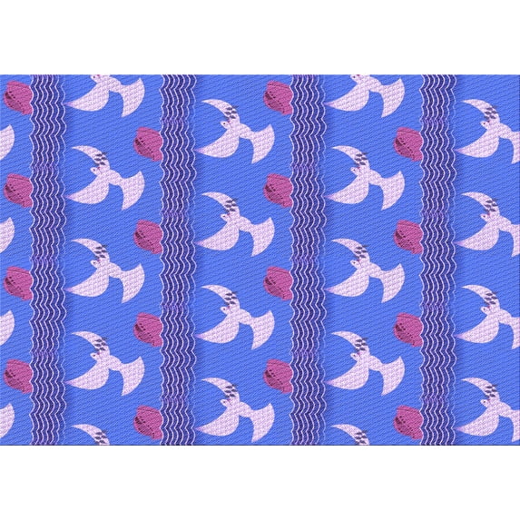 Ahgly Company Machine Washable Indoor Rectangle Transitional Sky Blue Area Rugs, 3' x 5'