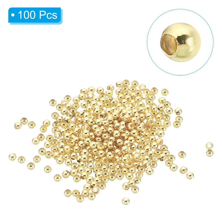 100 Pieces 14K Gold Filled Round Beads - 2.5mm Smooth Ball Beads For Jewelry Making