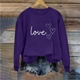 thumbnail image 2 of Sudadera Penkiiy Valentine para mujer: lindas camisetas del día de San Valentín con estampado gráfico de corazón Suéter de manga larga Tops S Purple, 2 of 5