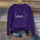 thumbnail image 2 of Sudadera Penkiiy Valentine para mujer: lindas camisetas del día de San Valentín con estampado gráfico de corazón Suéter de manga larga Tops S Purple, 2 of 5