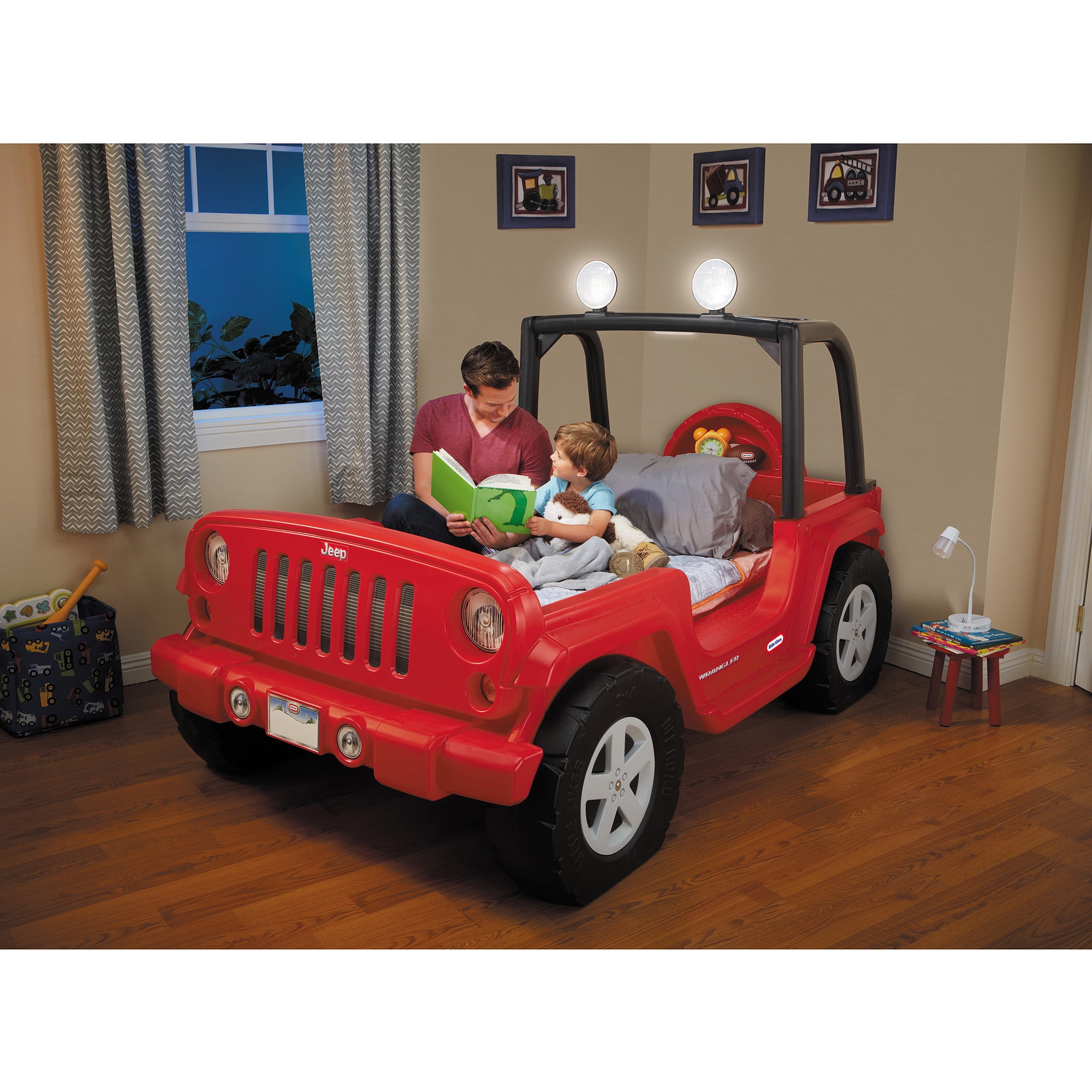 Little Tikes Jeep Wrangler Toddler to Twin Convertible Bed, Red -  