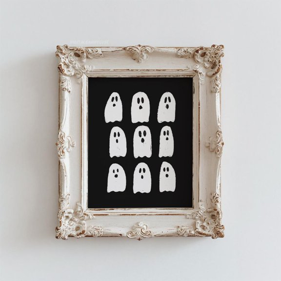 Ghost Halloween Monochrome Spooky Home Modern Wall Art Poster Decor
