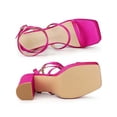 thumbnail image 4 of BLISSFUL STEP Women's Wrap Up Open Toe Platform Buckle Block High Heel Sandals, 4 of 7