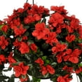 thumbnail image 3 of House of Silk Flowers Artificial Red Azalea Hanging Basket, 3 of 5