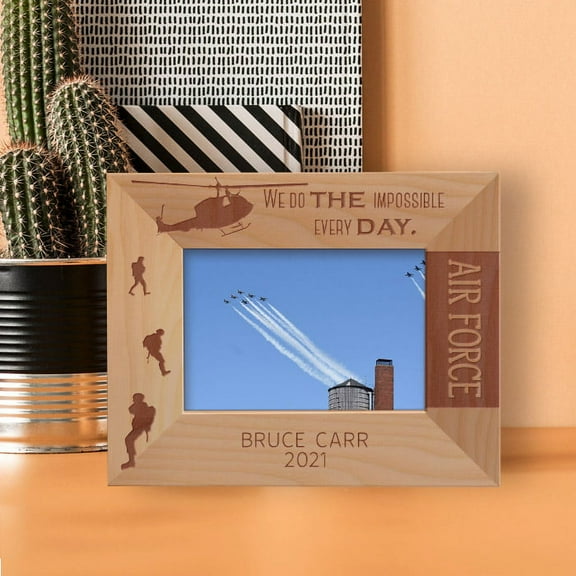 We Do The Impossible Every Day Personalized Wooden Frame-5" x 3 1/2" Brown Horizontal