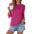 thumbnail image 2 of Gunia Crochet Coverups For Women Hollow Out Lightweight Knit Short Sleeve Tee Top Sweater Beach Cover Up, 2 of 5