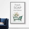 thumbnail image 3 of IDEA4WALL Framed Canvas Print Wall Art Boho Bathtub with Daisy Flowers Wall Decor Vintage Retro Print Fresh Soap and Water Illustration Warming Dynamic for Bathroom - 24"x36" White, 3 of 5