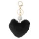 thumbnail image 1 of Llavero de pom pom de piel sintética Uxcell, llavero de bola de peluche artificial, encanto esponjoso en forma de corazón, colgante negro, 1 of 6