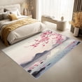 Cherry Blossom Asian Area Rug, Oriental Floral Pattern Carpet, Washable ...