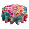 thumbnail image 4 of Colorful Tie Dye Pattern Round Tablecloth 60"x60",Wrinkle Wipeable Table Cloth for Kitchen Dining Room Picnic Patio Party, 4 of 6