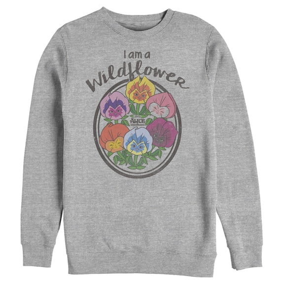 Men's Alice in Wonderland I Am a Wildflower Sweatshirt Athletic Heather 2X Large