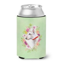 Bull Terrier Green Flowers Can or Bottle Hugger
