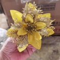 thumbnail image 2 of CNKOO 5/10pcs Artificial Poinsettia Flower Shiny 5.51 Inch for  Tree Wreath Decor, 2 of 7