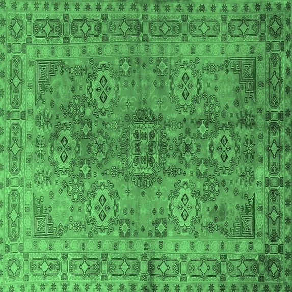 Ahgly Company Indoor Square Persian Emerald Green Traditional Area Rugs, 5' Square