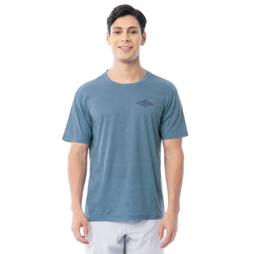 Fish N Vibe Men's Short Sleeve Fishing Performance Outdoor Graphic T-Shirt, Blue Shadow, L