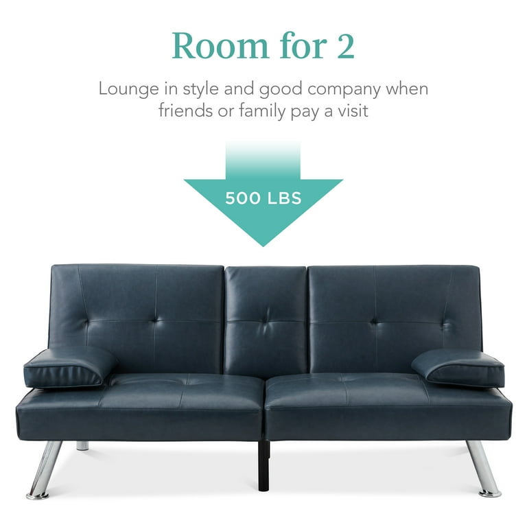 Best Choice Products Modern Faux Leather Convertible Futon Sofa w