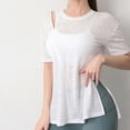 thumbnail image 5 of Camiseta deportiva Cloud Hide Girl para mujer, Top corto a la moda de talla grande, camisetas de Yoga, cubierta de entrenamiento para gimnasio, blusa de manga corta, ropa deportiva, 5 of 5