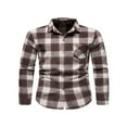 thumbnail image 2 of JUNWELL Christmas Mens Flannel Plaid Shirt Thick Warm Winter Fleece Tops Shirt Blouse Black White S, 2 of 7