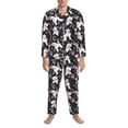 thumbnail image 3 of Naloa Cute Poodle Dog Men’s Pajamas Set - Long Sleeve Button Down Sleep Shirt and Pajama Bottoms Sleepwear Set-Medium, 3 of 7