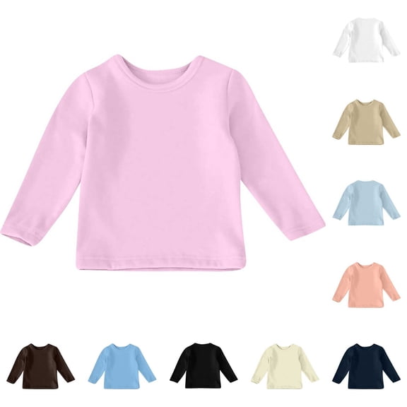 idosla Boys Ribbed Long Sleeve Shirts Kids Casual Crewneck Solid Tops Tees 5-14 Years (Navy, 3-4 Years)