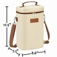 thumbnail image 6 of Kato Insulated 4 Bottle Wine Carrier Tote Cooler Bag for Travel Picnic Padded Champagne Glass Carrying Case Leather Hand, 6 of 7