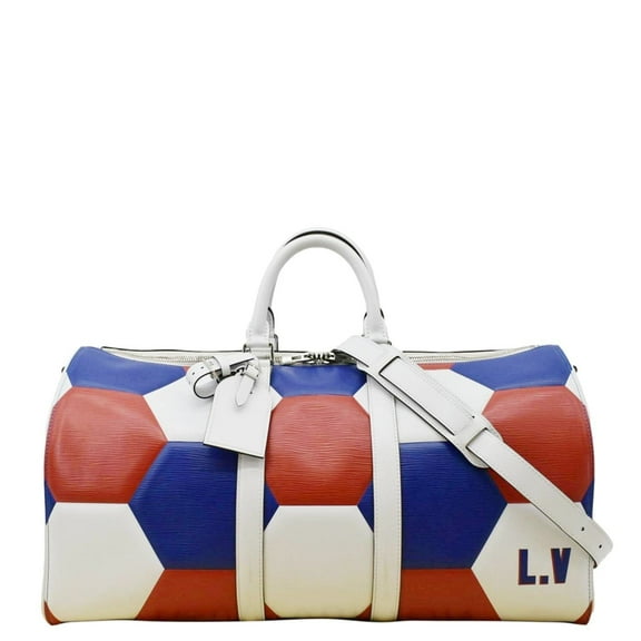 Pre-Owned LOUIS VUITTON Keepall 50 FIFA Cup Bandouliere Leather Travel Bag Multicolor
