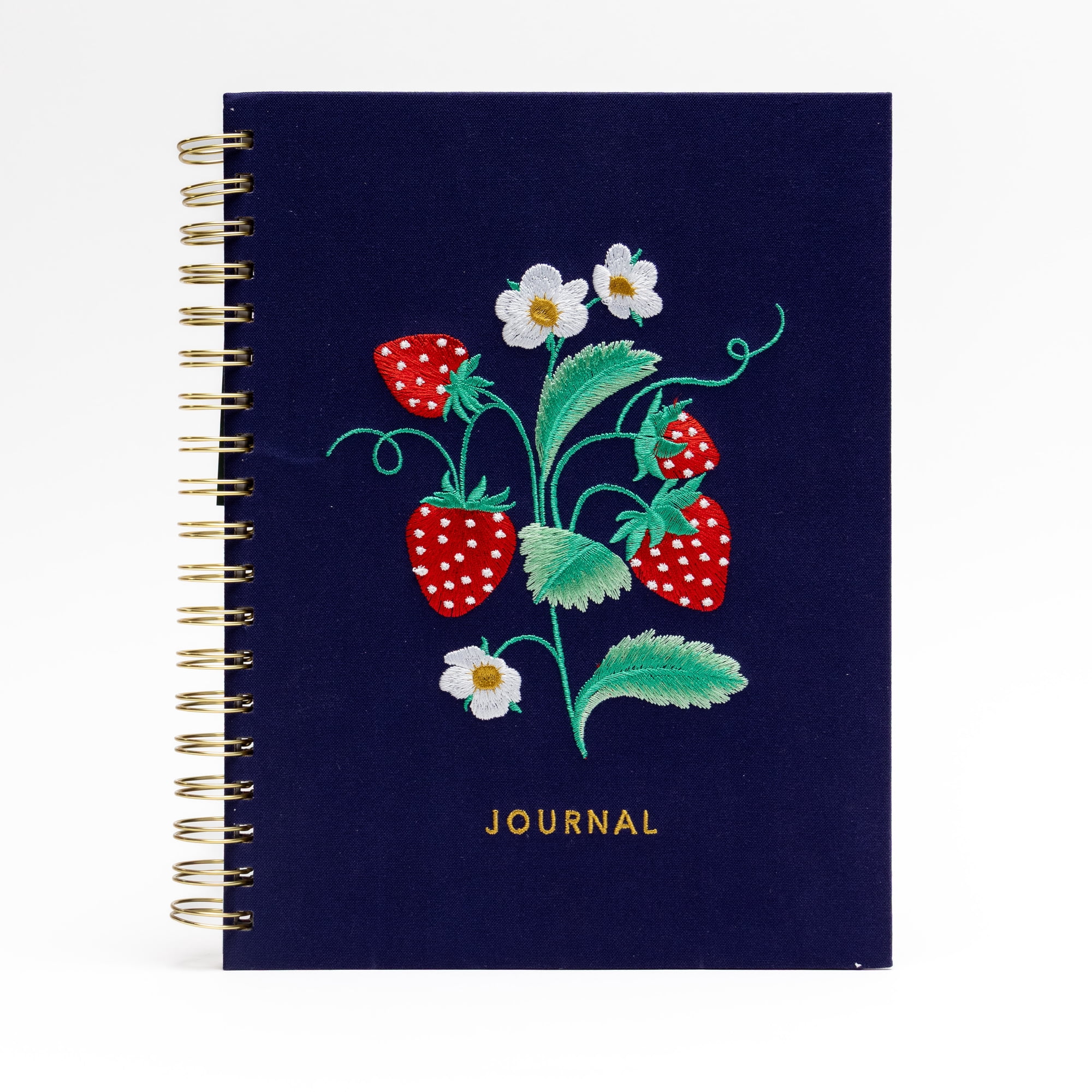 Ecokind Embroidered Strawberry Journal, 10.125" x 8.15", 105 Sheets