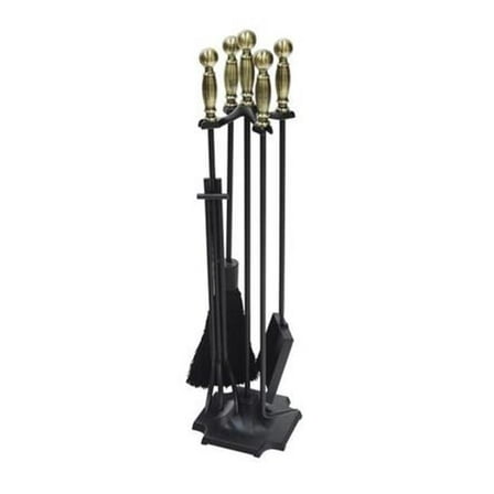 Achla Designs Minuteman International Carlisle Fireplace Set of 4 Tools, 30.5 Inch Tall, Antique Brass and Black